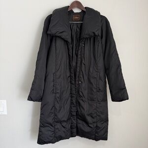 COLE HAAN Womens Medium Black Long Down Filled Parka Winter Puffer Jacket